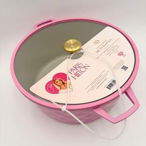 Paris Hilton 10 Qt Cast Aluminum Dutch Oven Pink Diamond Quilted Enamel